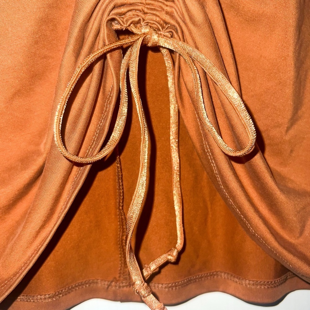 JoyLab Women’s V-Neck Cinched Front Long Sleeve Top - Burnt Orange, Size M - Picture 10 of 13